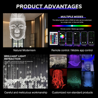 Lustre LED en fibre optique professionnel sur mesure, grand, moderne, luxueux, RGB, pour hall d'hôtel, salle de banquet, restaurant