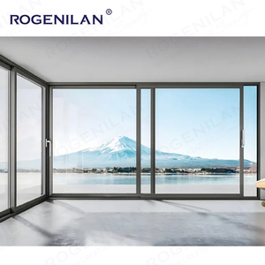 Para Rogenilan Interior moderno Triple pista puerta corredera marco de aluminio negro Triple vidrio aislante templado bidireccional - Product Image 3