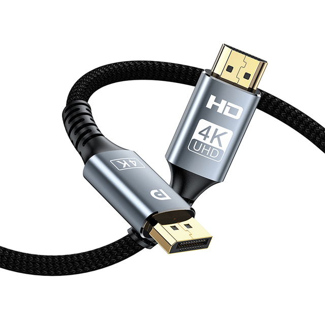 4K DisplayPort to HDMI Cable Adapter 10FT DP to HDMI Male 4K 30Hz Audio Video UHD Nylon Cable Cord