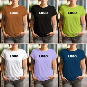 Doveark High Quality 80 Yarn 100% Mercerized Cotton Apparel Women Top Clothing Fashion Short Sleeve Clothes Crew Neck T-Shirts