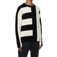 Pull en tricot pour homme, design de créateur, rayures noires et blanches, jacquard, manches longues, tricot d'hiver pour la saison d'automne
