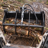 Accessoires de godets à griffes hydrauliques pour chargeuses compactes et chargeuses sur chenilles, pour la préhension de roches, bois et gazon
