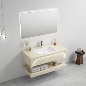 Lavabo de <span class=keywords><strong>baño</strong></span> de arco completo de estilo japonés, acabado lacado, carcasa de PVC, puerta tratada con laca, gabinete de <span class=keywords><strong>baño</strong></span> de pizarra integrado - Product Image 3