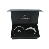 Boîte d'emballage magnétique noire personnalisée avec logo, insert en mousse, revêtement UV et gaufrage pour emballage cadeau