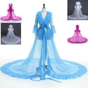 Robe de grossesse longue en Tulle pour femme, tenue de grossesse Sexy en dentelle pour séance Photo