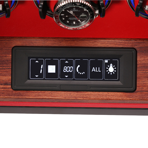 Embers Boîte de <span class=keywords><strong>rangement</strong></span> pour <span class=keywords><strong>montres</strong></span> de luxe en bois noir, silencieuse, avec remontoir automatique, 2, 4, <span class=keywords><strong>6</strong></span>, 9 ou 12 emplacements, rouge, avec déverrouillage par empreinte digitale et éclairage d'ambiance - Product Image 3