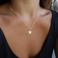 Collier en acier inoxydable étanche avec pendentifs en forme de coquille dorée et blanche, carrée, cœur, étoile, goutte d'eau et croix