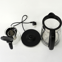 Nouvelle conception, bouilloire électrique sans fil en verre borosilicate de haute qualité, 2,0 L, protection contre l'ébullition à sec, base rotative à 360° pour la maison et l'hôtel