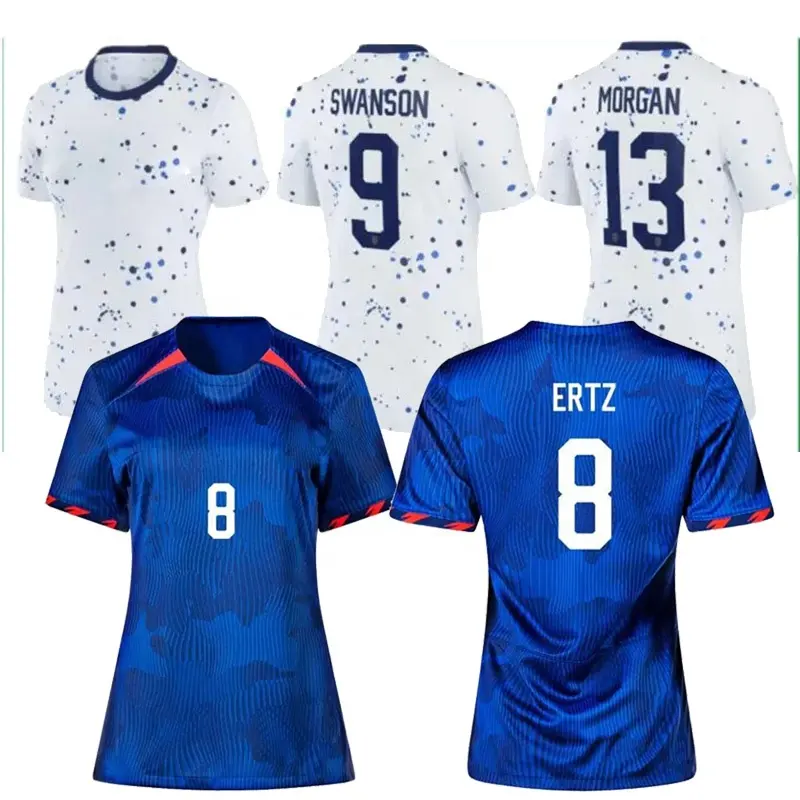 Maglia da donna USA maglie da calcio bianche 2023 Home world 10 # HORAN Pulisic 11 Aaronson 13 # Morgan Football Uniform Girl Kids Kit