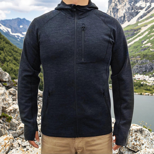 MereSports RWS Certificado <span class=keywords><strong>Merino</strong></span> <span class=keywords><strong>Lana</strong></span> Alta Calidad Hombres Camisetas Sudaderas <span class=keywords><strong>250</strong></span> Full Zip 100% <span class=keywords><strong>Merino</strong></span> <span class=keywords><strong>Lana</strong></span> Sudadera con capucha para exteriores - Product Image 3