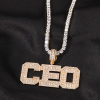 Colliers avec pendentif personnalisé en or, chaîne hip-hop, zircon personnalisé, diamant, plaque de nom avec initiale 26 lettres, collier personnalisé, ensembles de bijoux