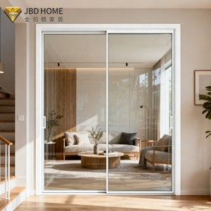 Portes coulissantes en verre sans cadre modernes de qualité supérieure en aluminium noir - Double vitrage silencieux et peu encombrant pour chambre à coucher, salon extérieur - Product Image 1