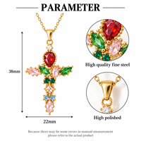 ARNAN Pendentif Croix Irrégulière en Laiton Plaqué Or 18K avec Zircon, Chaîne de Lèvre, Bijou Unique et Tendance, Accessoire de Mode Unisexe, Cadeau
