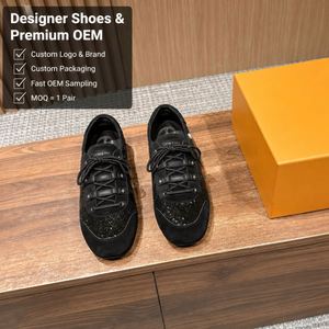 Zapatos de Diseñador de Lujo para Mujer, Alta Calidad, Triple Negro, Gamuza, Malla Brillante, Zapatos Deportivos, Zapatillas, Zapatos para Patinar - Product Image 1