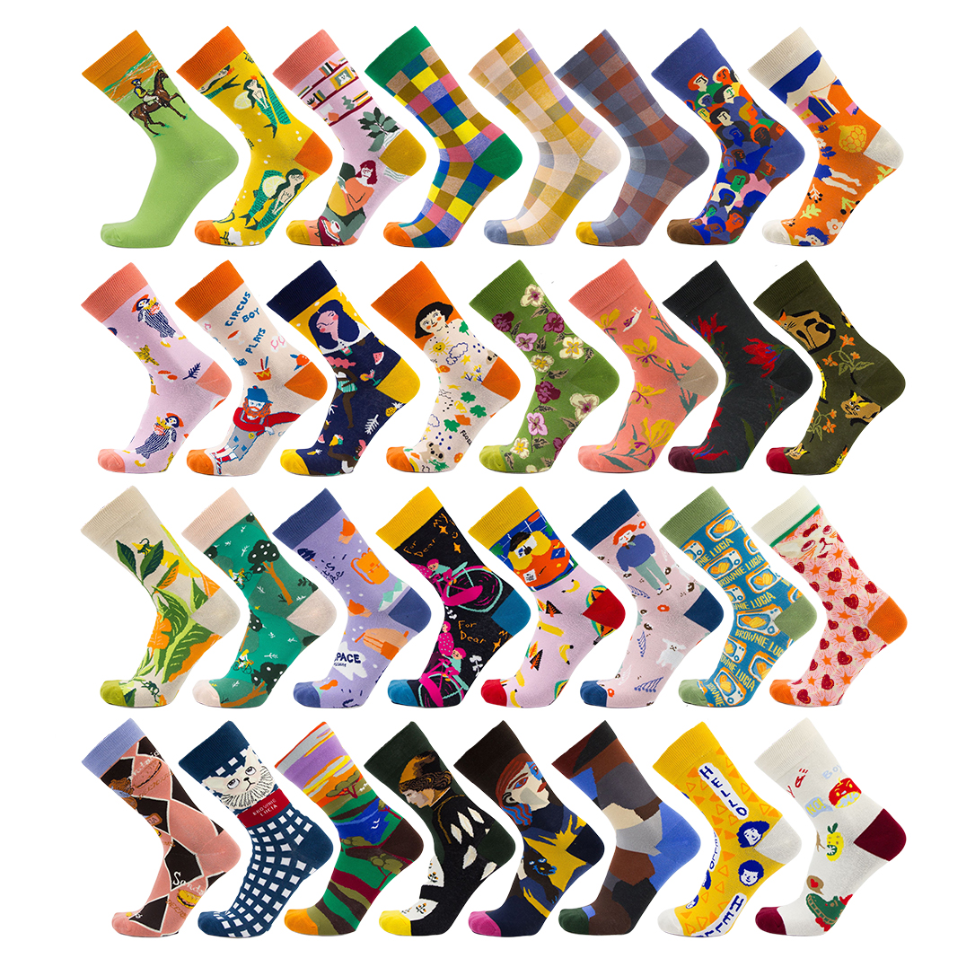 Горячая Распродажа, модные счастье носки, забавные красочные хлопковые милые модные женские мужские носки