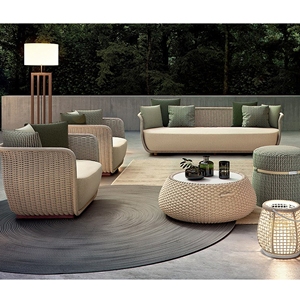 En forme de demi-lune <span class=keywords><strong>balcon</strong></span> amis bavarder inclinable canapé et table basse en osier rotin mobilier d'extérieur - Product Image 3