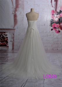 Vestido de novia de gasa de talla grande con cordones y pliegues Fit Body a Line de talla grande 2021 - Product Image 3