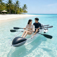 Kayak transparent en cristal double, canoë transparent en PC pour la photographie sur lac et plage