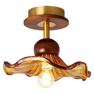 Lampe de plafond LED en verre style vintage américain et français, noyer noir, pour couloir, balcon, entrée, vestiaire, compatible avec le dropshipping Shopify - Product Image 1