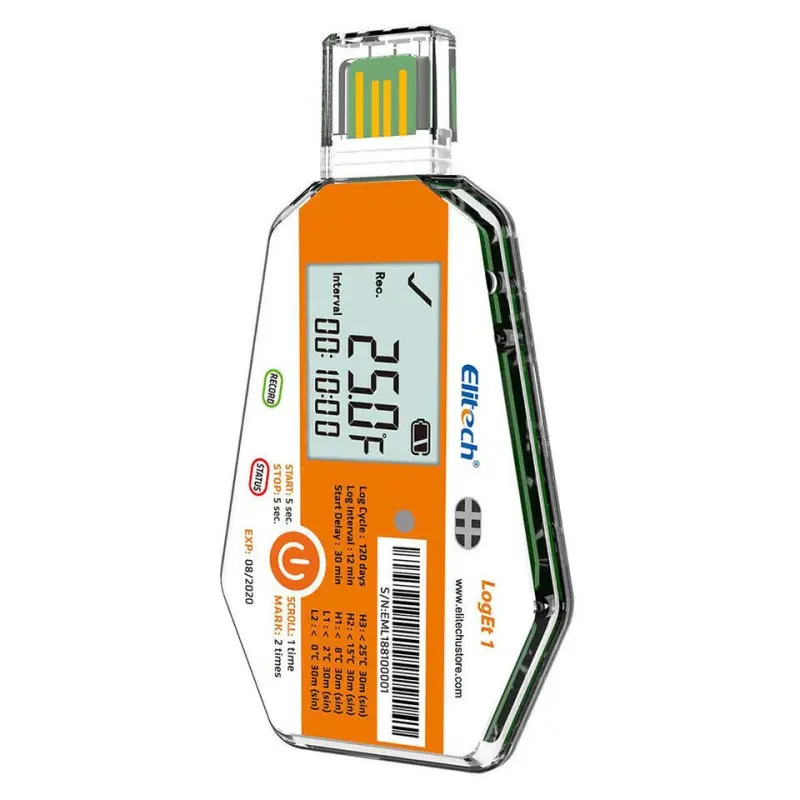 LogEt 1 IP67 registratore di dati di temperatura multipunto monouso per il trasporto impermeabile