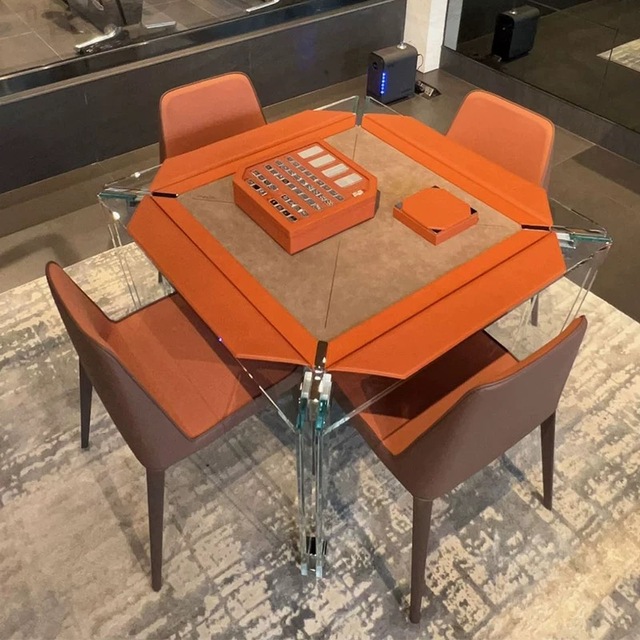Transparent Acrylic Square Mahjong Table Automatic Modern Luxury Card Table for 4 Players Poker and Casino Entertainment