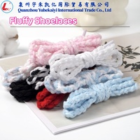 Lacets plats en peluche tricotée moelleuse de 8 mm de large, lacets de remplacement doux et colorés pour baskets et chaussures décontractées