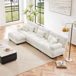 Ensemble de canapés modulaires de luxe, canapé carré surdimensionné en tissu avec siège profond et ottoman convertible pour salon d'appartement - Product Image 1
