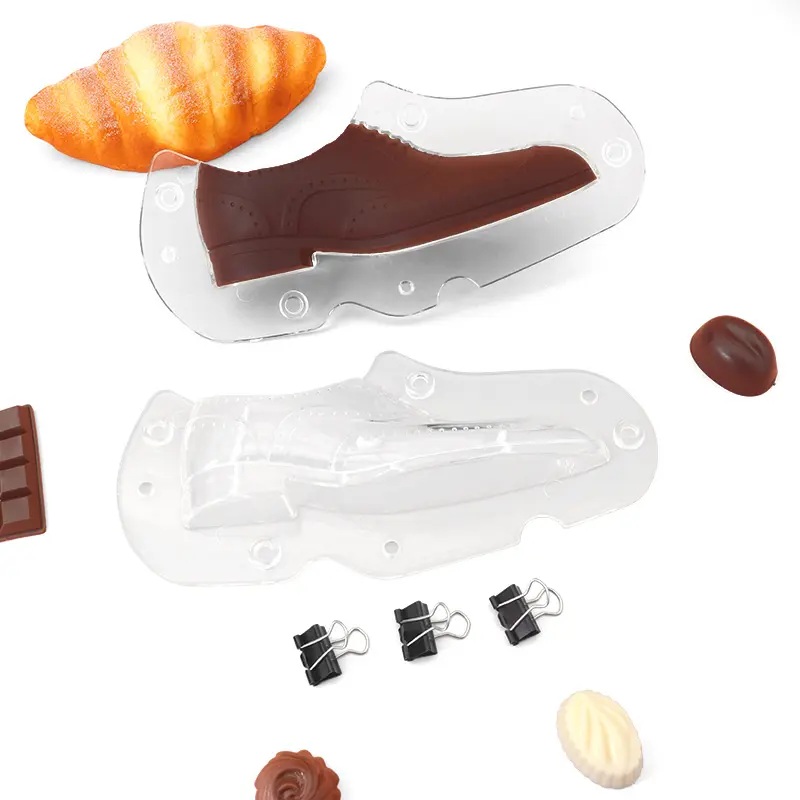 レザーシューズチョコレートモールドベーキングツールムースケーキモールドデザートモールディングツール3Dチョコレート倒立モールド