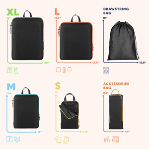 Juego de 6 Cubos de Compresión para Ahorrar Espacio en Viajes, con Asa de Fácil Agarre y Bolsillo para Accesorios - Product Image 3