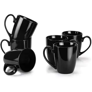 13 Ounce Porcelain Cups Mug Tea and Coffee Ceramic Black Mugs Creative A-B Grade, Food Contact Safe All-season Sustainable