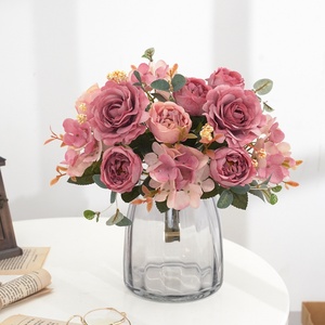 Ramo de Hortensias y Peonías de Estilo Europeo Vintage, Flores Artificiales de Hibisco y Rosa para Decoración del Hogar, Bodas y San Valentín - Product Image 4