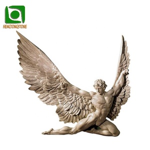 Decorazione per Hotel, Bellissimo <span class=keywords><strong>Angelo</strong></span> <span class=keywords><strong>Maschio</strong></span> in Marmo Intagliato a Mano - Product Image 1