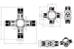Conector de Cable Tipo X CE IP68 Impermeable de 24A 2.5-4mm2 10AWG 12AWG 14AWG para Iluminación - Product Image 5