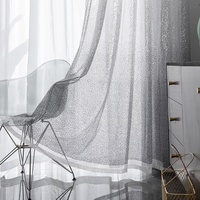 Voilage de fenêtre transparent brodé à paillettes dégradées pour salon, avec passe-tringle, en tulle blanc ombré ignifuge, style Asie du Sud-Est