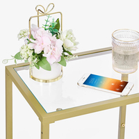 Ensemble de table basse et table d'appoint en verre miroir doré moderne pour salon, hôtel, villa - Couleur personnalisable