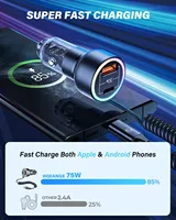 Adaptateur QC3.0 de chargeur de voiture de téléphone PD à charge rapide 60W de haute qualité avec câble enroulé et protection OTP