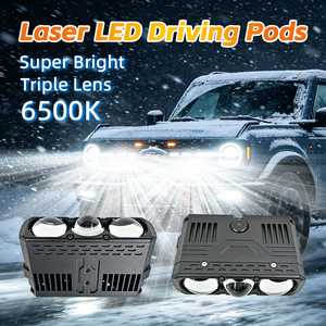 Feux auxiliaires pour <span class=keywords><strong>moto</strong></span> DGLS XT09 L:70W H:100W Laser Pods 9-60V Lentille en verre Triple projecteur Surron Dirt Bike ATV - Product Image 2