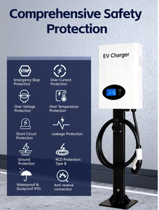 Borne de recharge murale rapide triphasée 50 kW pour véhicules électriques, stations de recharge 40 kW 64A, chargeur EV intelligent - Product Image 6
