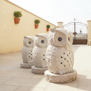 Ensemble de Hiboux en Pierre à Énergie <span class=keywords><strong>Solaire</strong></span>, Éclairage de Chemin de Jardin <span class=keywords><strong>Zen</strong></span> pour l'Extérieur - Product Image 1