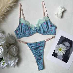 Conjunto de lencería ultrafina sexy de verano para mujer, sujetador de encaje de estilo francés con contraste de color, ropa interior antideslizante para <span class=keywords><strong>la</strong></span> vida diaria - Product Image 6