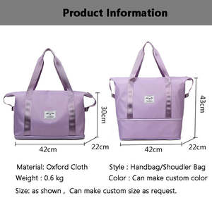 Borsa sportiva da viaggio grande Oxford impermeabile alla moda borsa da palestra con Logo personalizzato rosa da donna borsa da viaggio per donna - Product Image 3