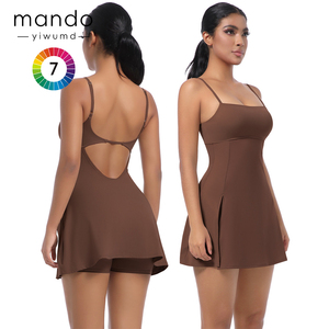 Vente en gros de haute qualité robe de tennis de gymnastique à col carré bretelles réglables robe de golf sexy à dos en V pour femmes - Product Image 1