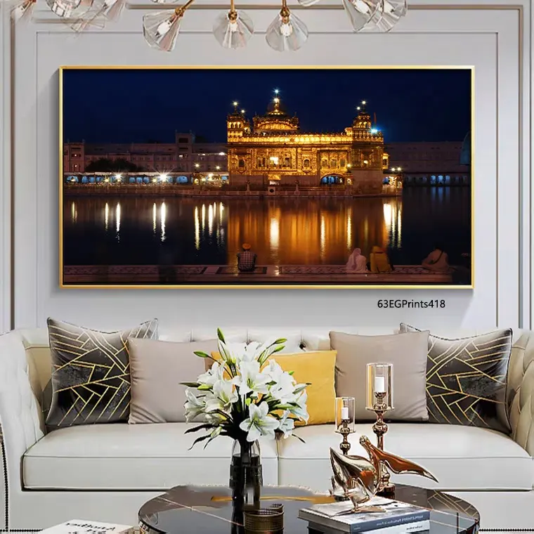 المعبد الذهبي قماش طباعة ديكور المنزل مع إطار يعلق على الحائط الفن طباعة المشهد الملصقات Amritser ولاية البنجاب الهند اللوحة