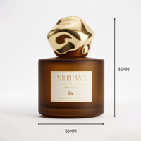 Flacon de parfum marron de 50 ml au design populaire, flacon de parfum rond de 30 ml et 100 ml avec emballage en boîte