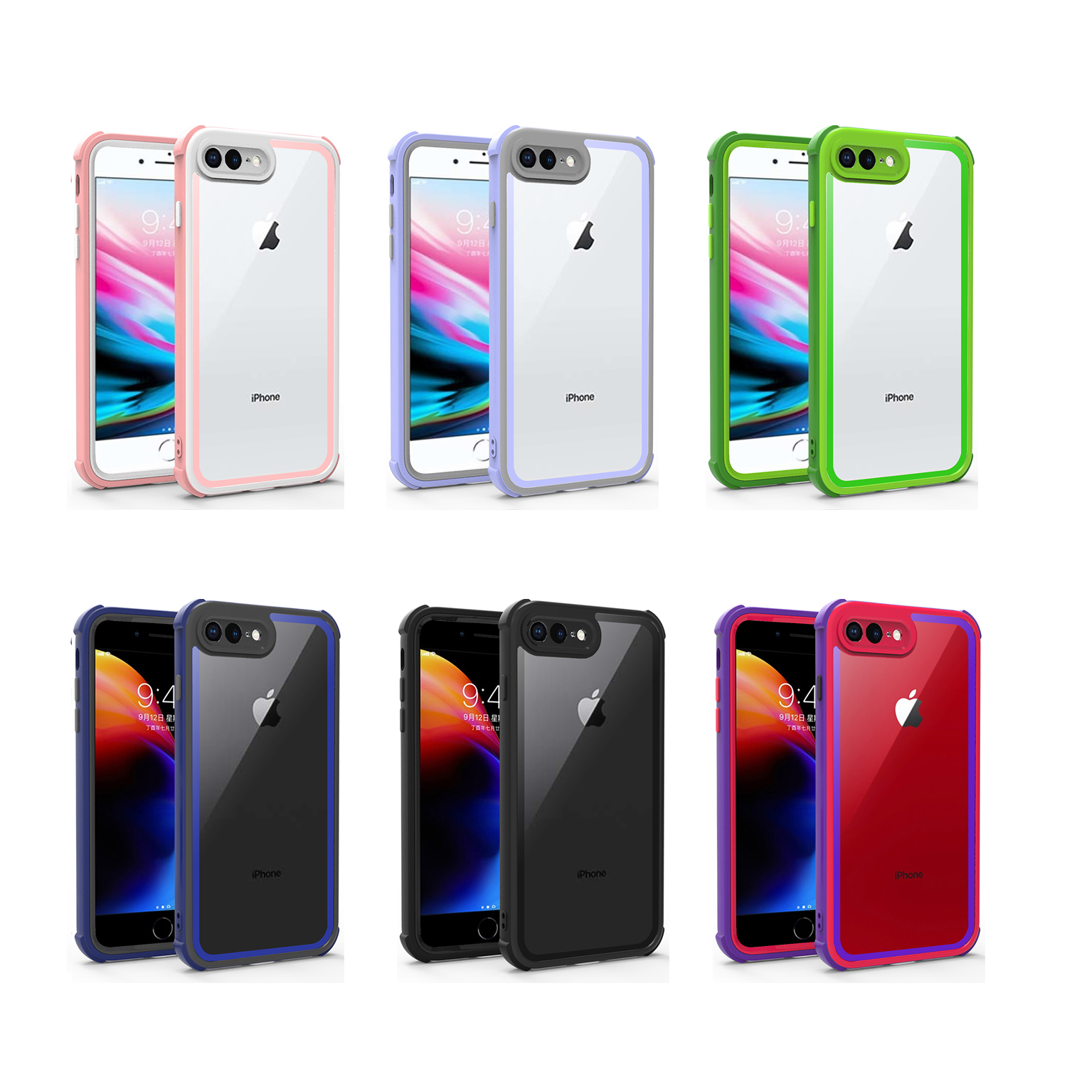Mixroom Custodia In Silicone TPU Per IPhone 8 Plus – Fantasia Ali Angeliche Rosa, Stampa UV, Morbida E Antiurto