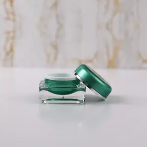 Thiết Kế Mới Vuông Trong Suốt Màu Xanh Lá Cây Sang Trọng Xi Lanh Vuông Nail Jar 15G Mỹ Phẩm Jar Acrylic