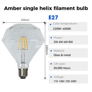 Lampe à filament LED transparente en forme de losange plat B22 E27 grande et petite <span class=keywords><strong>ampoule</strong></span> décorative à bouche à vis - Product Image 4