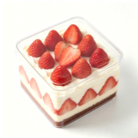 Emballages personnalisés jetables, recyclables, transparents, en plastique PET pour biscuits, gâteaux, pain, salades, tiramisu, boîtes d'emballage avec couvercles