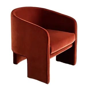 Barrel Back Silhouette Unique Three-Legged Design And Deeply Seated Cushion Luxe Flannel Velvet Upholstery Accent Arm Chair