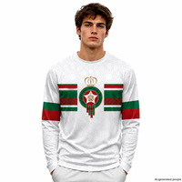 Maillot de Foot Manches Longues Lions de l'Atlas du Maroc, Personnalisable à l'Impression, Séchage Rapide et Respirant, Haut pour Hommes